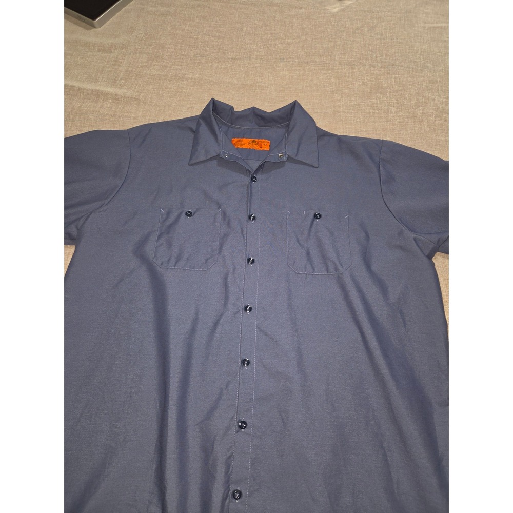 Red Kap Mens 3XL Short Sleeve Work Shirt Navy Blue Button Down SP24PB 3EG SSL